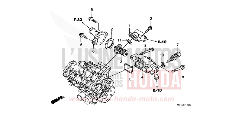 THERMOSTAT for CB600F Hornet ABS PEARL NIGHTSTAR BLACK (NHA84) from 2010